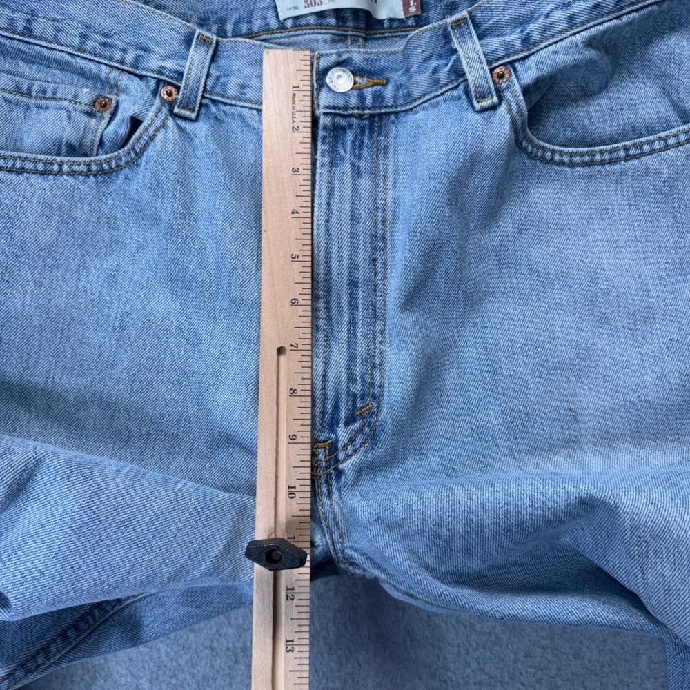 Levi's 505 Regular Fit Jeans Mens 36x32 Y2K Light Wash Blue Straight Leg Denim - Picture 11 of 11